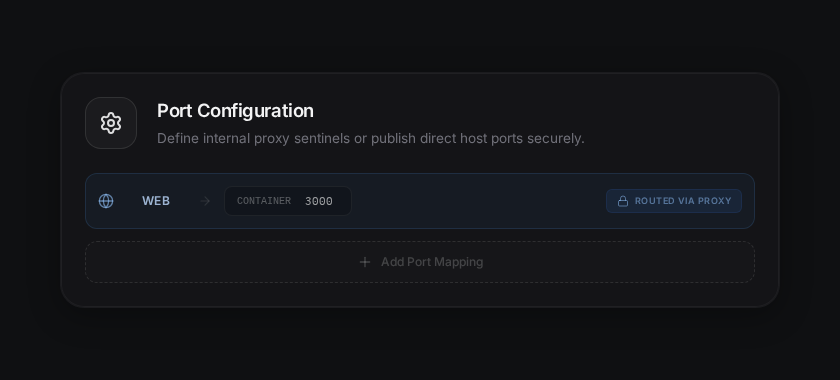 Step 1: The default Proxy Sentinel Web routing row